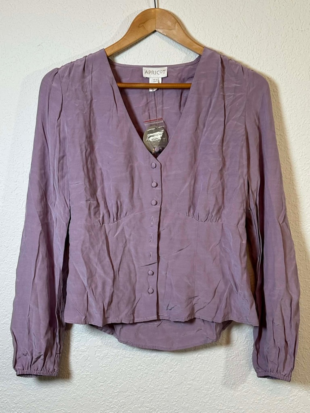 APRICOT Dusty Lavender V-Neck Button Front Blouse